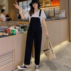 Denim Overalls Women Jumpsuit Wide Leg Suspender Jeans for Women 2024 Korean Fashion New Pants Jean Femme Black Beige White