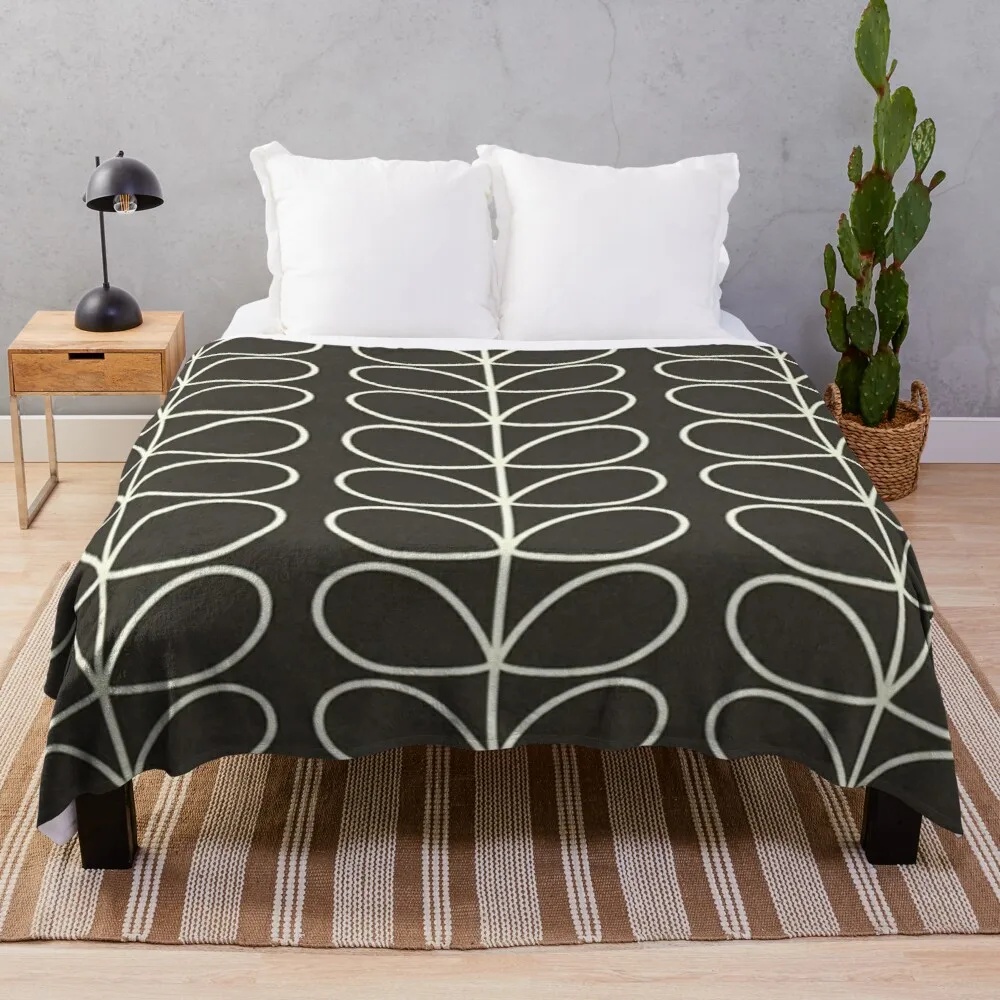 

orla kiely multi stem, charcol black, white,orla pattern,orla kiely designThrow Blanket