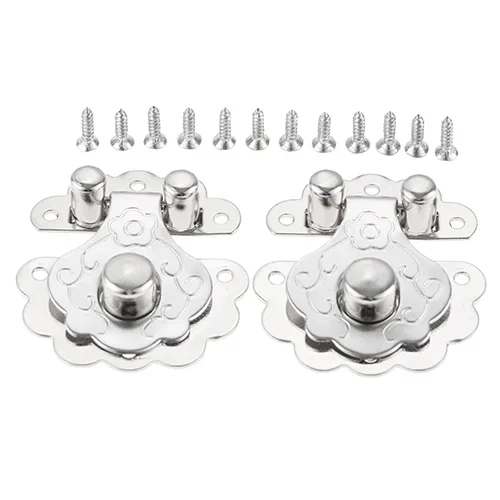 DRELD 2Pcs 40*36mm Antique Buckle Latch Hasp for Wooden Wine Box With Lock Buckle Antique Padlock Hardware Bronze/Silver/Gold