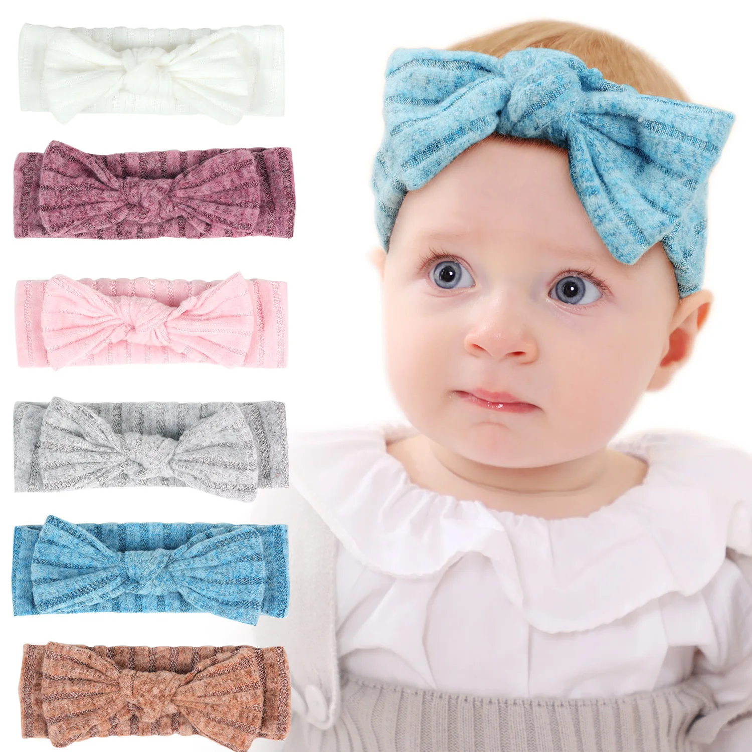 NewColorsSolidBabyHeadbandsBowsElasticSoftNewbornHeadbandsfor