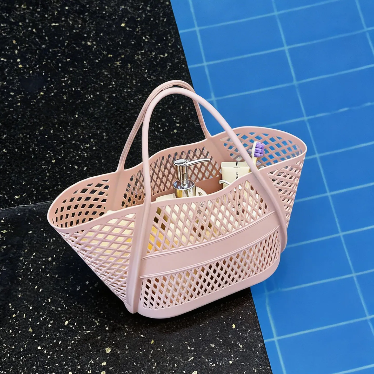 휴대용 대용량 물빠짐 기능이 있는 습식 및 건식 분리 수영복 보관 가방 남녀공용 플라스틱 핸드헬드 비치백