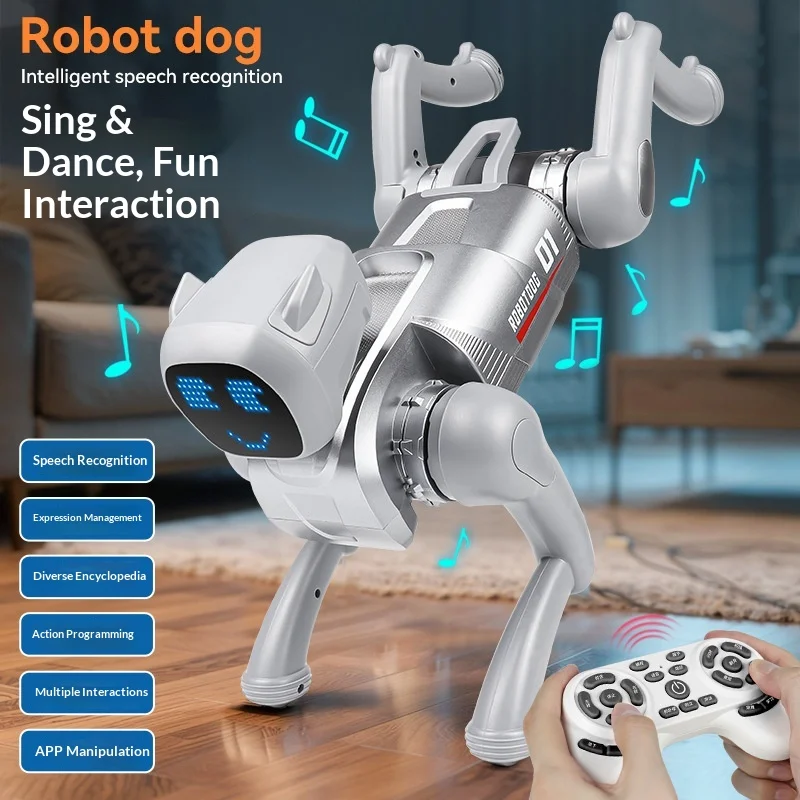로봇 개 RoboDog D1 음성 제어 APP 원격 제어 프로그래밍 가능한 대화형 전자 장난감 어린이를위한 음성 인식 선물