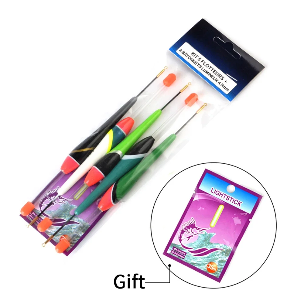 

Glowing Bobbers Fishing Floats Long Vertical Luminous Glow Fishing Floats Bobbers Without Fishing Glow Sticks Set 5Pcs