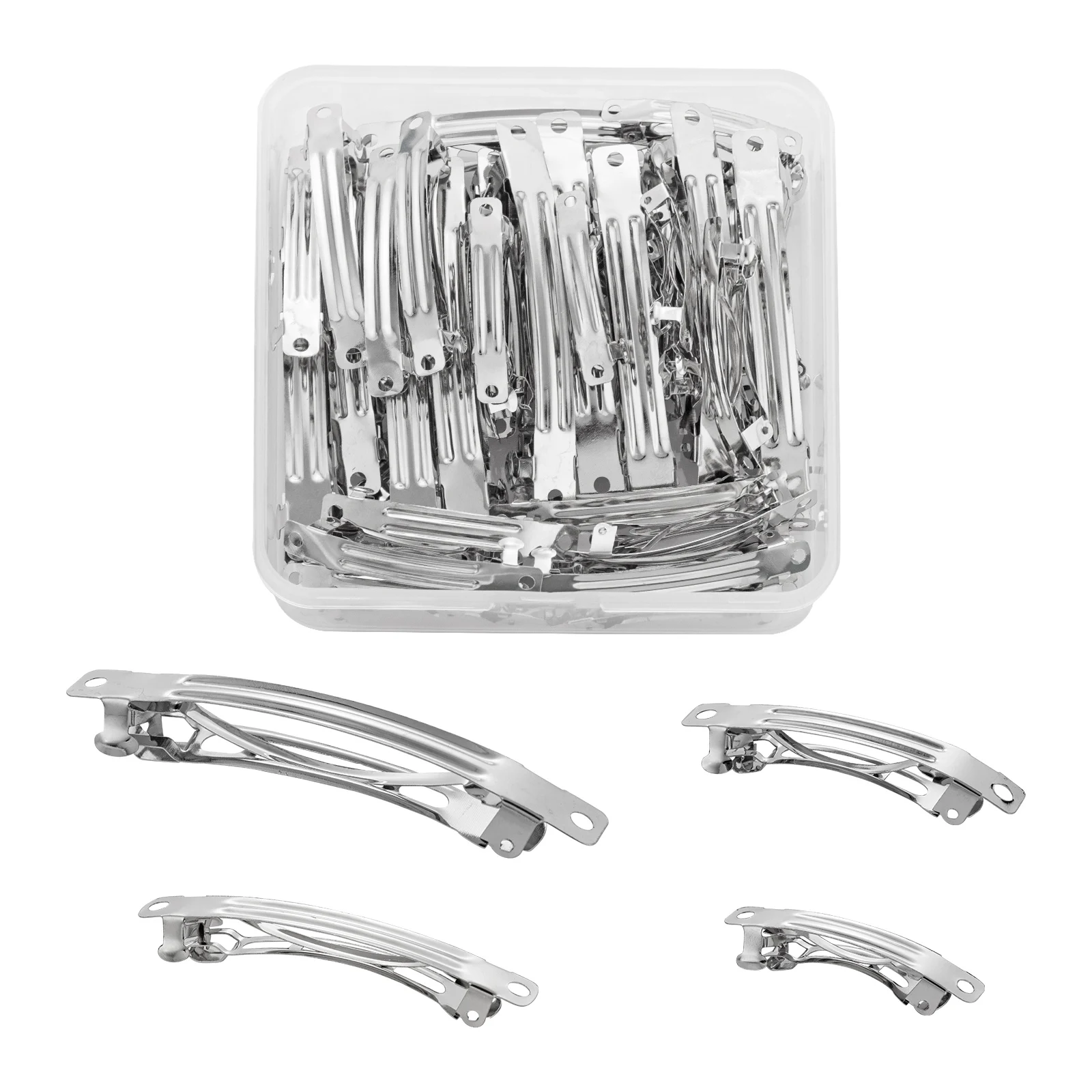 

40Pcs Iron Hair Barrette Findings Blank Rectangle French Snap Hair Alligator Clips Hair Bow for Hair Care DIY Crafts Accessories