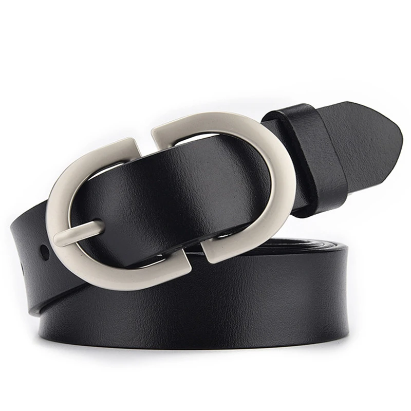 

2023 New Women's Belt Genuine Leather ladies Simplicity fashion metal round buckle belt jeans wild luxury brand belts for women
