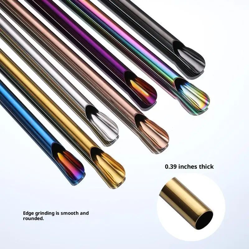 Sustainable 304 Stainless Steel Reusable Bubble Tea Straw Spoon for Milkshakes