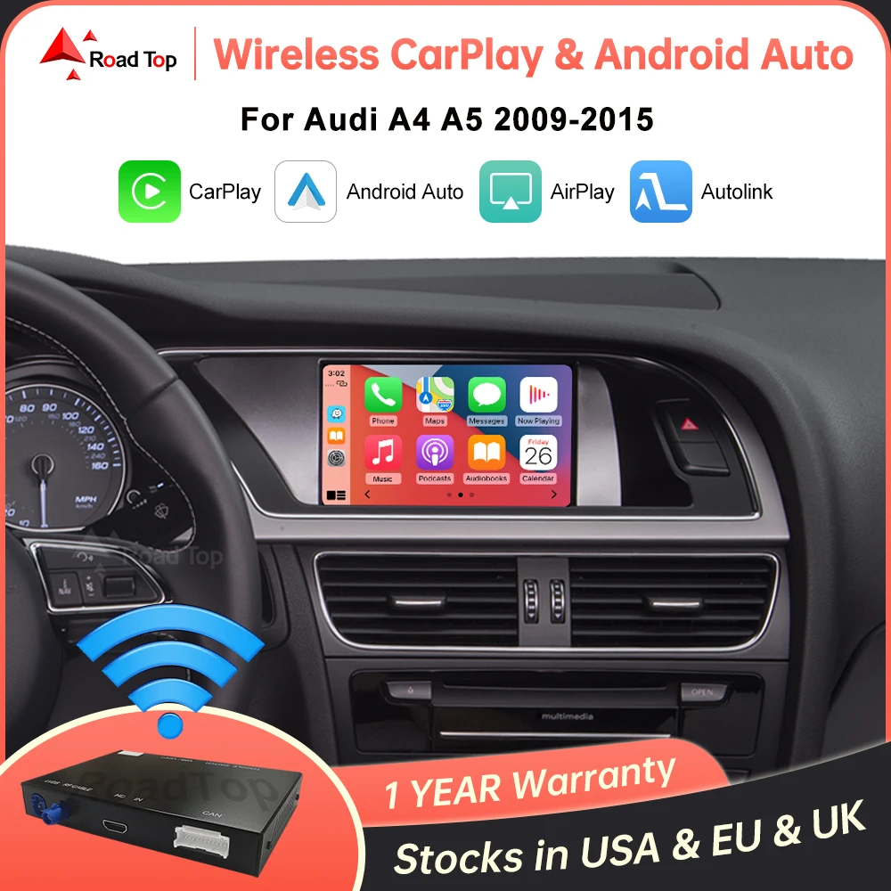 8.9 Inch Car Radio Wireless CarPlay Touchscreen For Audi A4 2009-2015 Year