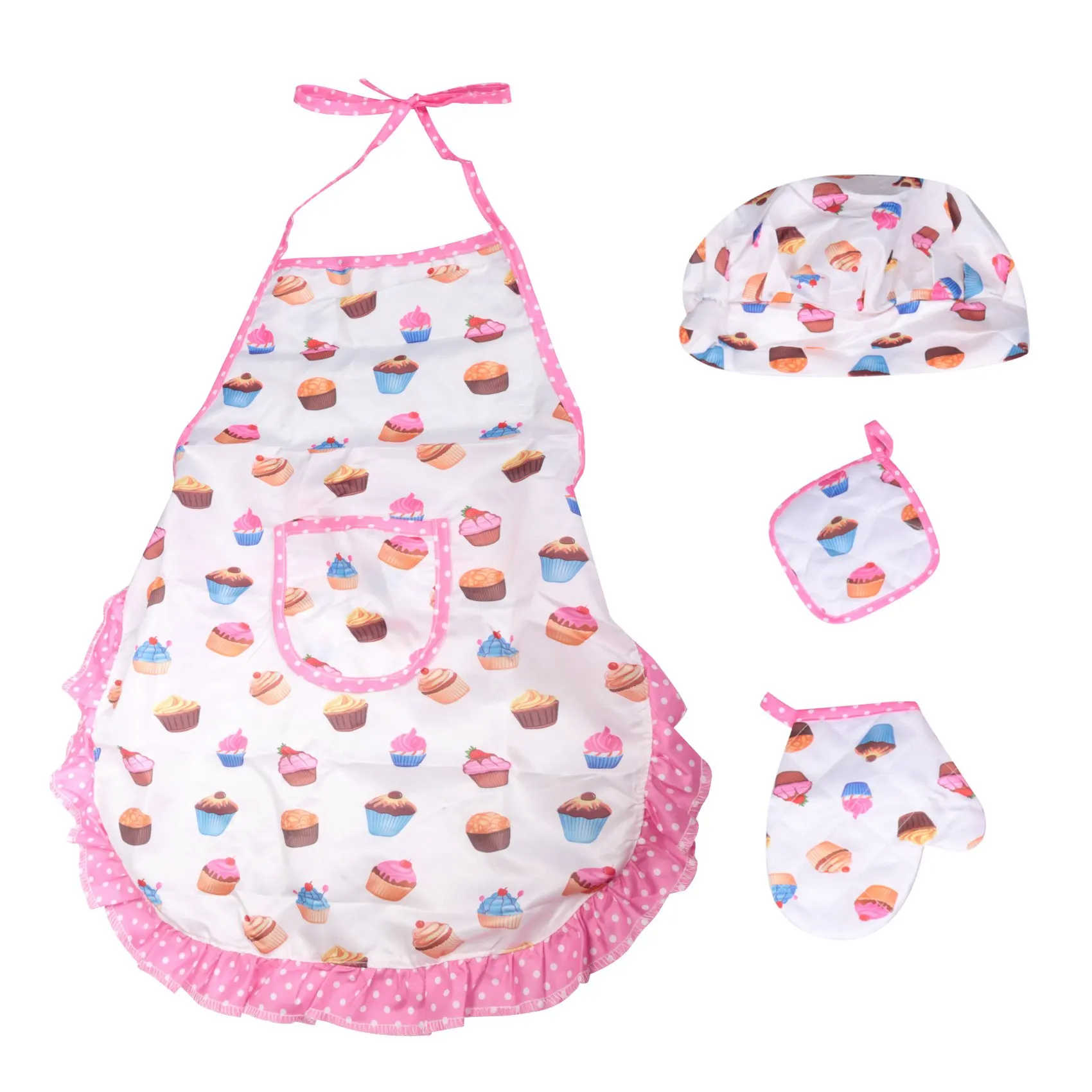 

4Pcs Kids Cooking and Includes Apron for Little Girls, Chef Hat, for Toddler Dress Up