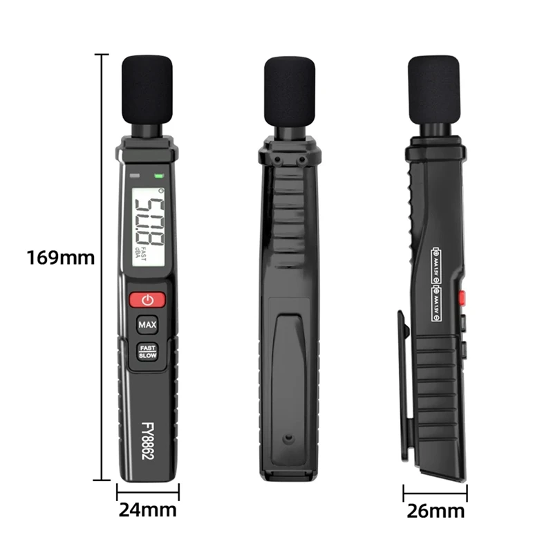 디지털 노이즈 계량기 사운드 레벨 계량기, 핸드헬드 DB 계량기, A-웨이트 30-130Db 오디오 측정기 데시벨 모니터