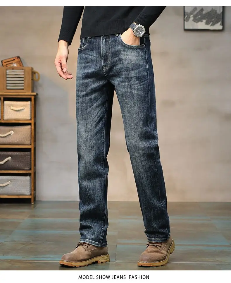 Men’s high‑waist vintage blue stretch Big Bull jeans with straight‑leg fit 007