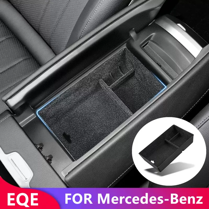

Car Center Armrest Box Storage Stowing Tidying For Mercedes-Benz EQE Sedan Edition Flocking material car organizer