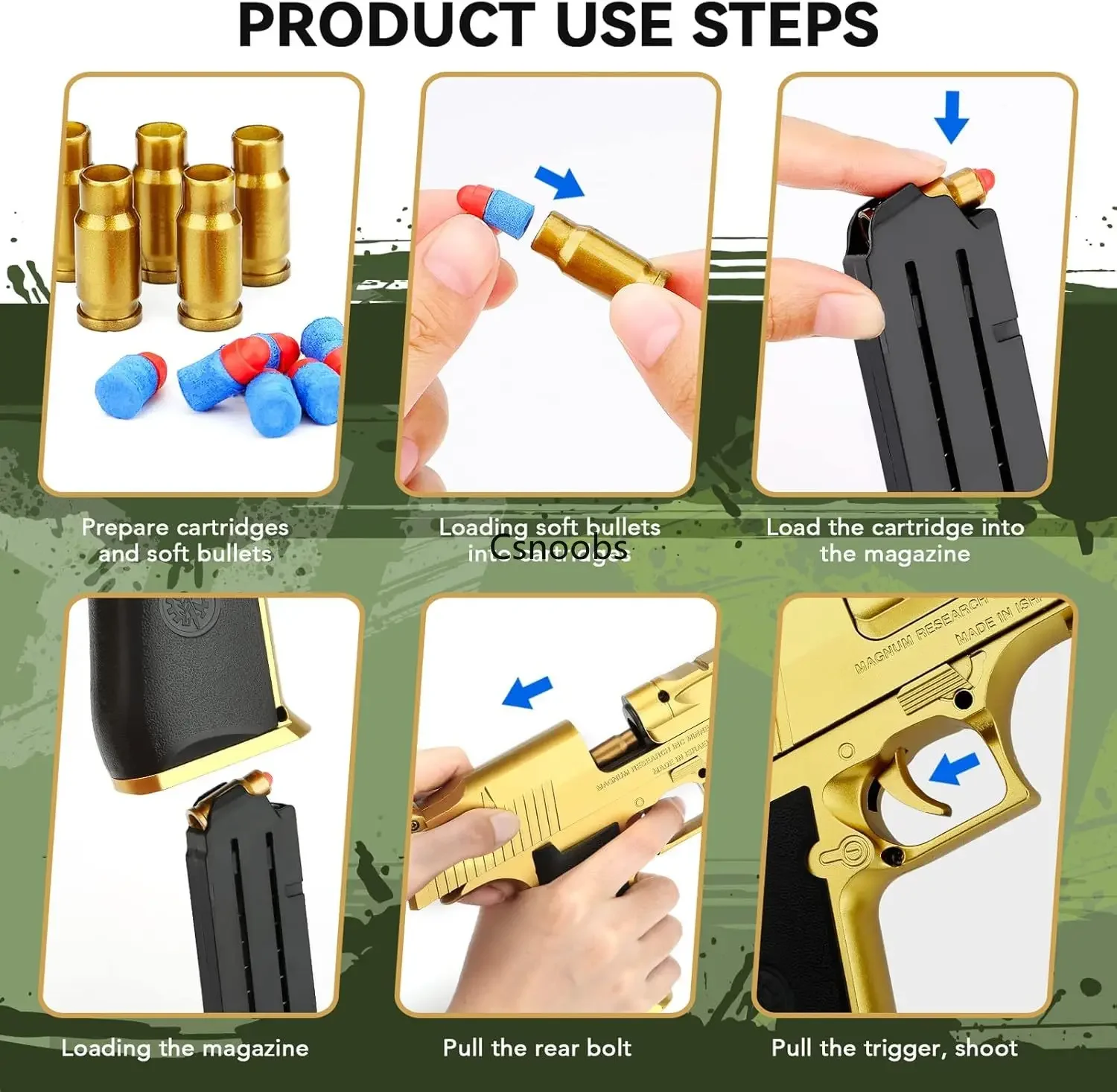 Desert Eagle Shell Ejecting Toys Gun Foam Blaster EVA Darts Shooting Games Education Toy Model Gifts for Kids Boys Girls 4