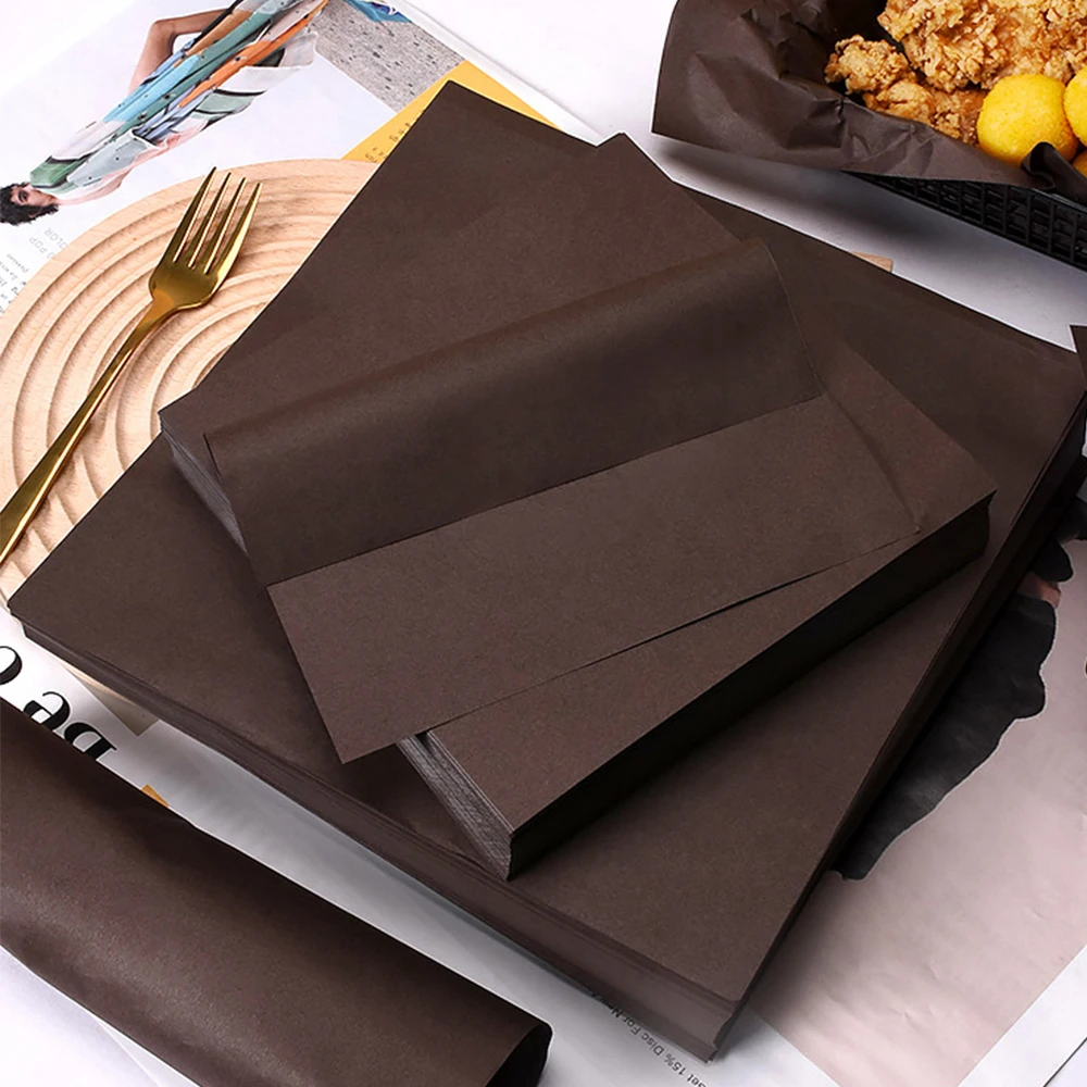 100pcs Oil Proof Wax Paper Waterproof Food Wrapping Burger Fries Bread Sandwich Wrapping Paper Bake Oven Baking Tools air fryer paper