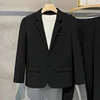 Men's Casual Blazer Jacket Classic Fashion Korean Loose Drape Business Formal Dress Jacket Spring Man Clothes Black Gray Khaki 4