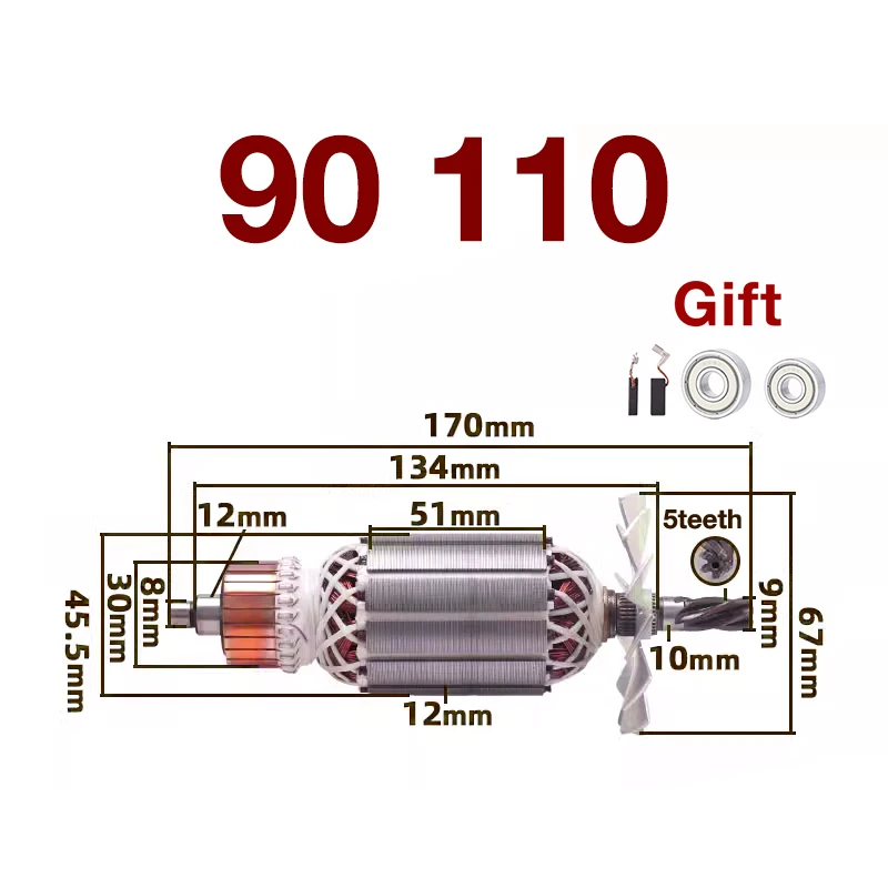 Construction Drill Rotor Stator Replacement Parts for 90 110 5teeth Rotor Armature Anchor Stator Coils