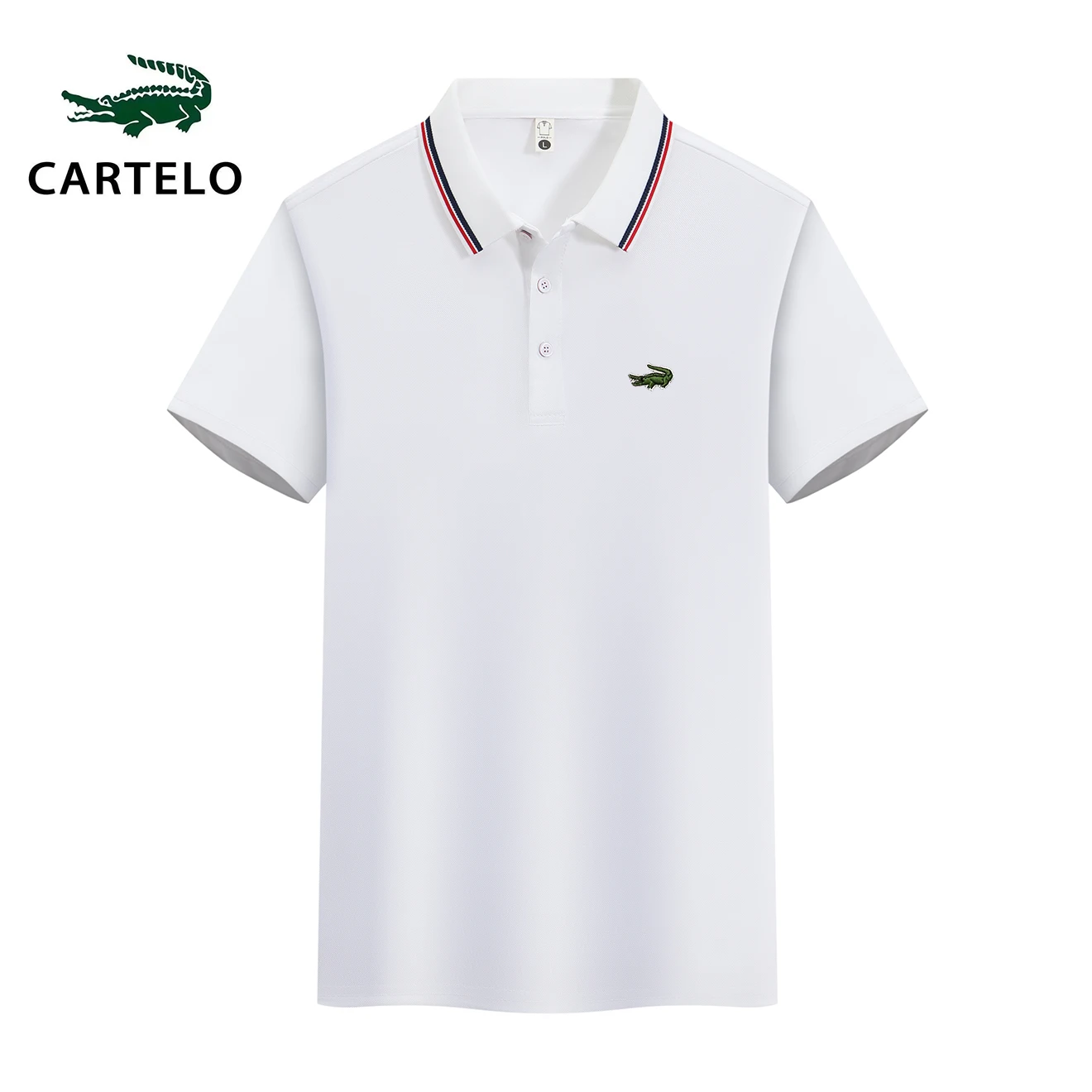 

New embroidered CARTELO 2024 summer hot selling men's short-sleeved Polo shirt business casual ventilated lapel breathable Polo