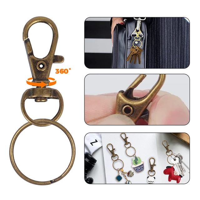 50sets/100pcs Swivel 360° Snap Hooks with Key Rings Alloy Lanyard