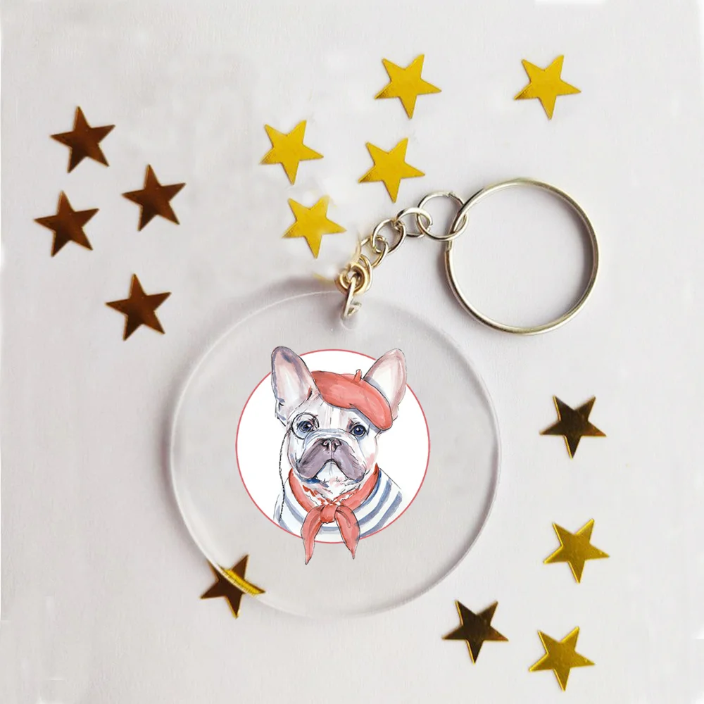 Watercolor French Bulldog Keychain