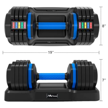 Adjustable Dumbbell - 55lb X2 Set of 2 Anti-Slip Handle Fast Adjust Weight By Turning Handle Tray Exercise Fitness Dumbbell 6