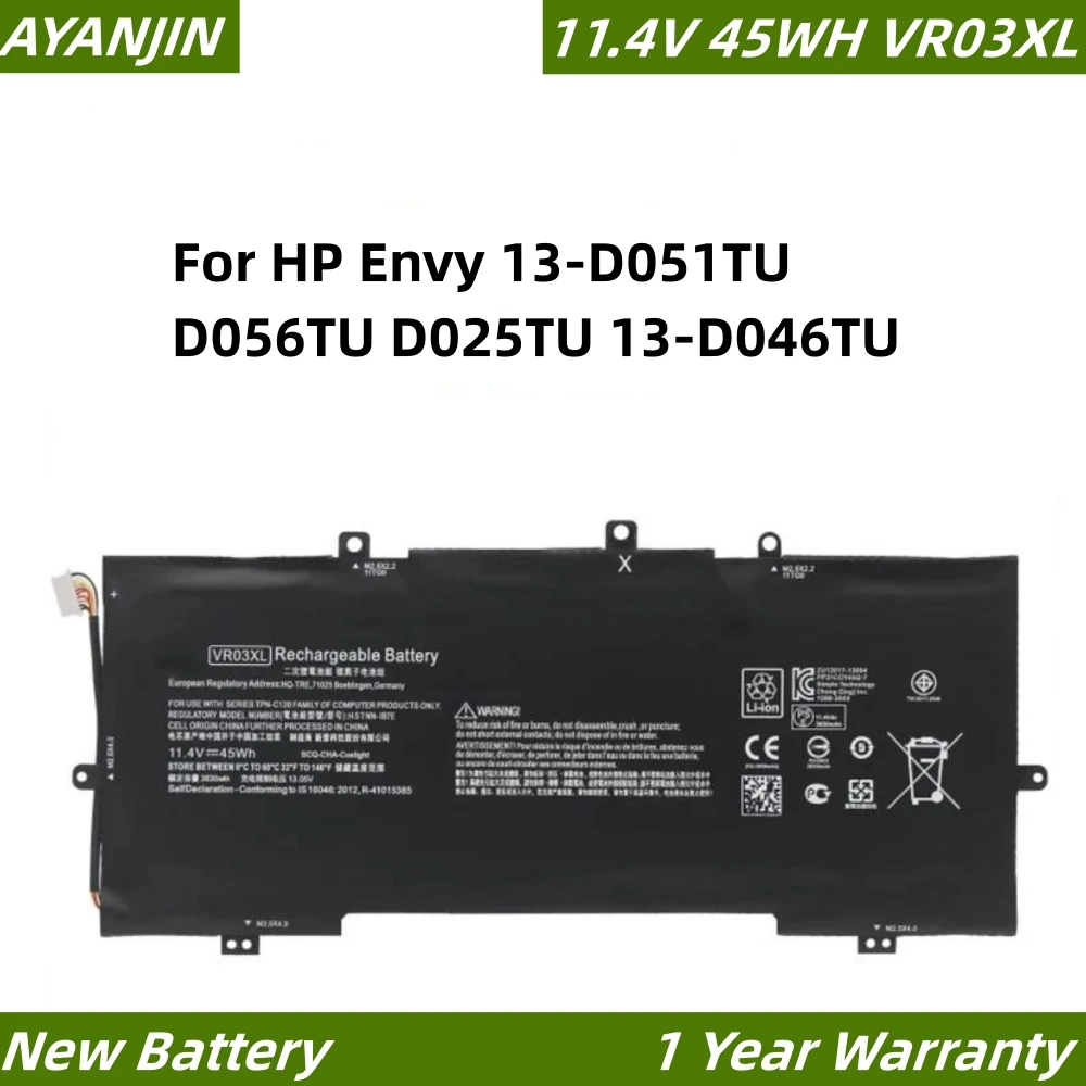 7XINbox VR03XL 11.4V 45Wh 3950mAh Laptop Battery Replacement for HP Envy 13-D 13-D046TU 13-D025TU 13-D024TU 13-D051TU 13-D056TU Series Laptop 816497-1C1 HSTNN-IB7E