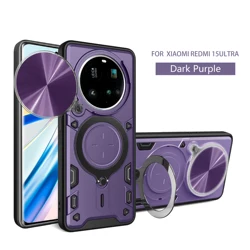Enhanced Shockproof Armor Case with Slide Camera Lens Protector and Stand Feature for Xiaomi 15 Ultra (SLjs-Purple)