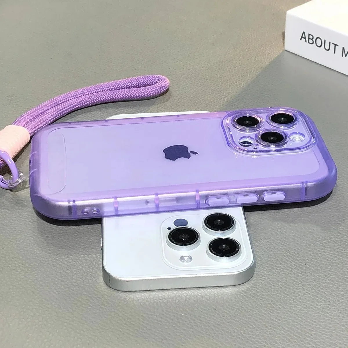 Transparent Candy Color Silicone Wrist Strap Phone Case with Lanyard