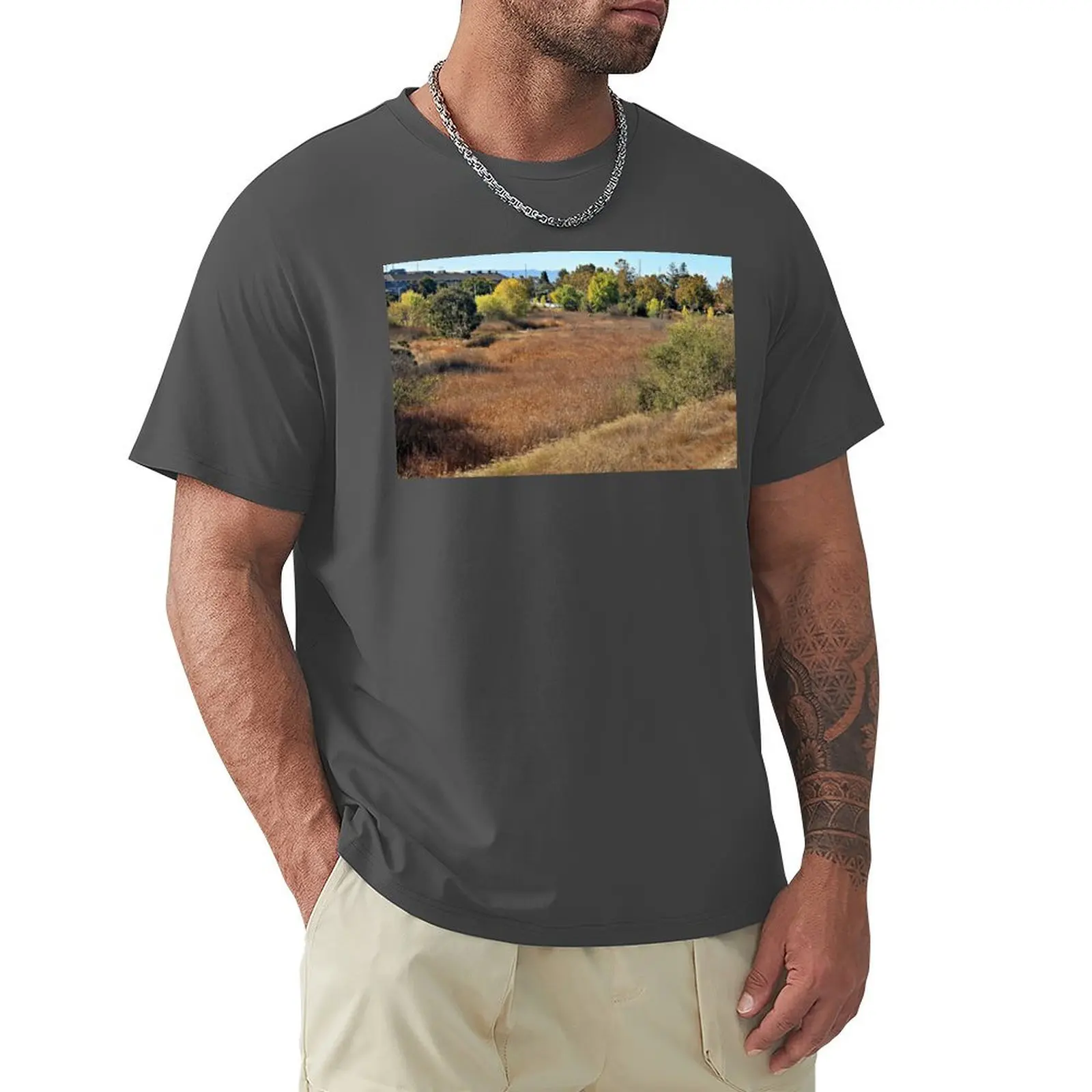 

View Across the Fall-Colored Marsh T-Shirt new edition summer tops T-shirt men