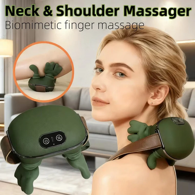 Bionic Neck Shoulder Massager Heated Back Massagers Electric Kneading Muscles Massage Pillow Neck Waist Leg Body 3-Level Modes