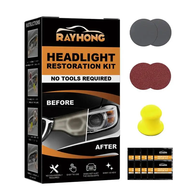 Headlight Restoration Kit Ceramic Car Headlight Cleaner 3 Easy Steps To