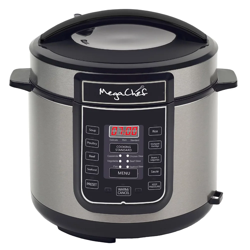 

NEW Megachef 6 Quart Pressure Cooker with 14 Pre-set Multi Function Features