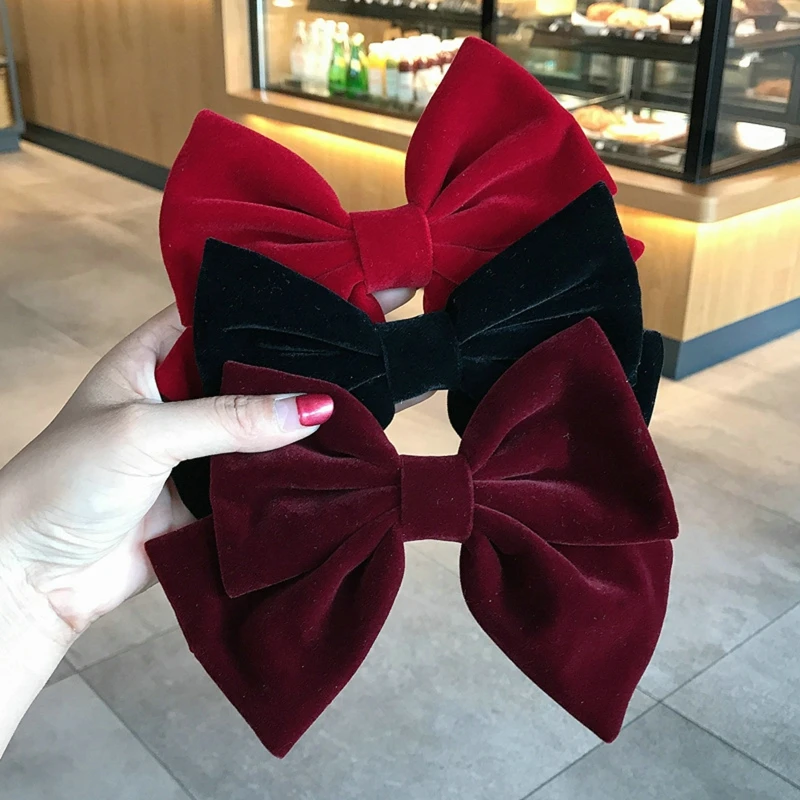 New Fashion Premium Solid Color Satin Barrettes Bow Pearl Hair