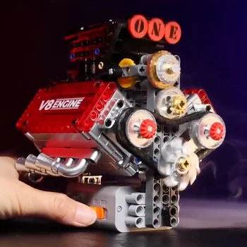 V8 Engine Motorized Simulation Brick Model Electrically Drive Building Blocks Technical Car Parts Creative Toys Gifts Kids Adult 1