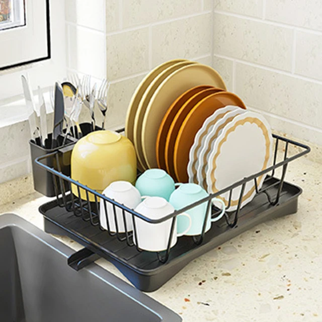 Stainless New Steel Matt Black Dish Drying Rack Kitchen Over The Sink Dish  Drain Rack Double SinkUtensil Holder - AliExpress