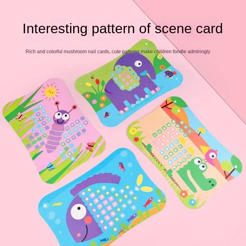 Children's Mushroom Nail Large 3D Jigsaw Large Particle Block Assembly Board for Pupils Babies Girls Puzzle Skills