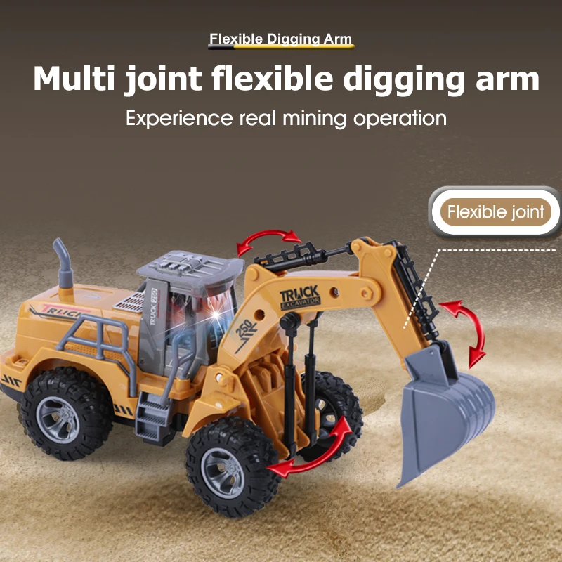Remote Control Excavator With Light Bulldozer Engineering Car RC Model Car Simulated Construction Car Children's Day Gift 2