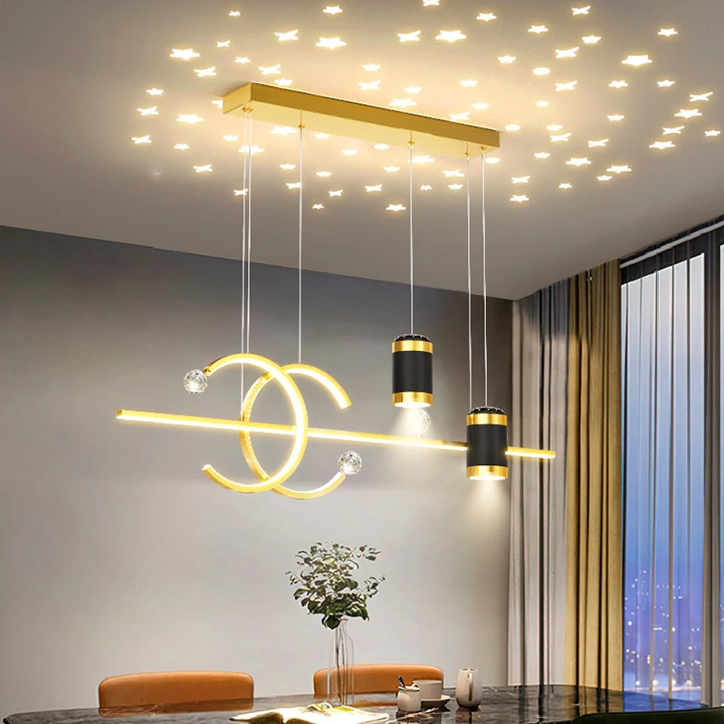 

Restaurant lamp chandelier simple modern one-line led lamp internet celebrity bar dining room lamp Guangdong Zhongshan lighting