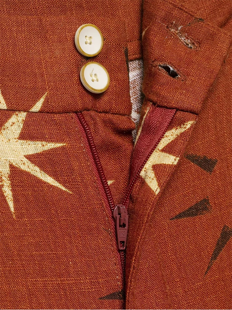 TFMLN Women Print Straight Long Pants Sets Chic Back Design Sexy Backless Halter Short Top High Waist Casual Wide Leg Pants