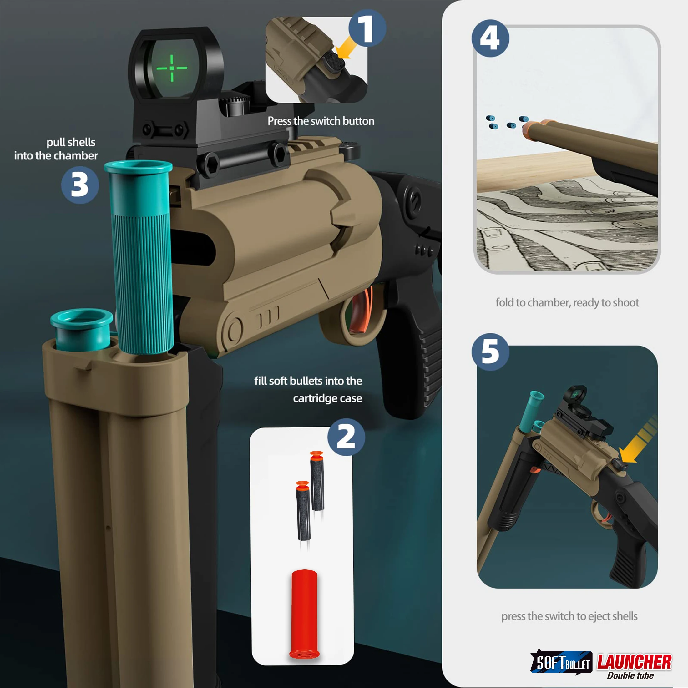 Soft Foam Blaster Toy Dart Gun Spring Air Pump Shotgun Play Set Shell Ejecting  Bullets for Teens Youth,Christmas Gifts for Kids 5