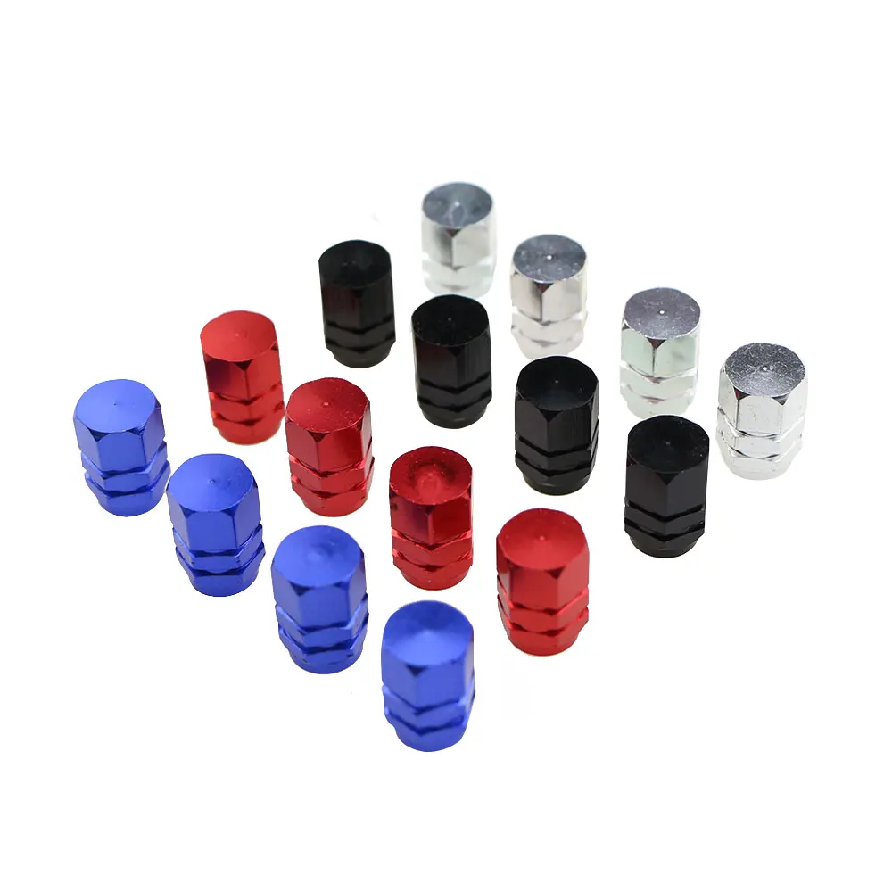 Aluminum Alloy Hexagon Tire Valve Stem Caps - Set of 4
