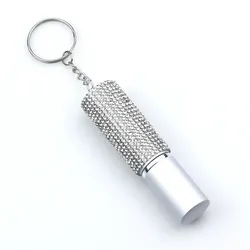 Rhinestone Refillable Portable Perfume Keychain with Mini Spray Bottle (Silver)
