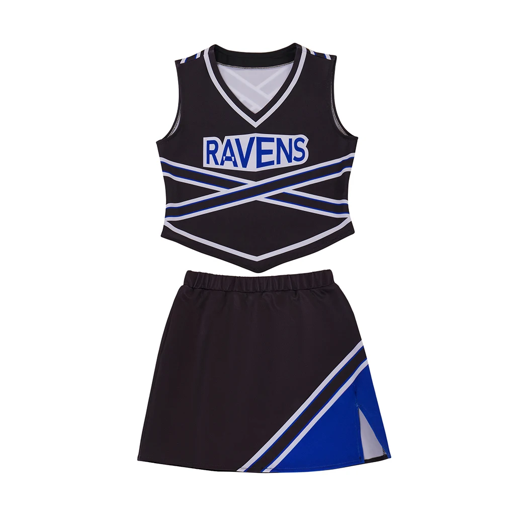 One Tree Hill Cheerleading Uniform Cosplay Kostüm Ravens Bedrucktes ärmelloses Top Rock Set High School Cheerleader Kleid Outfits – Detail 2