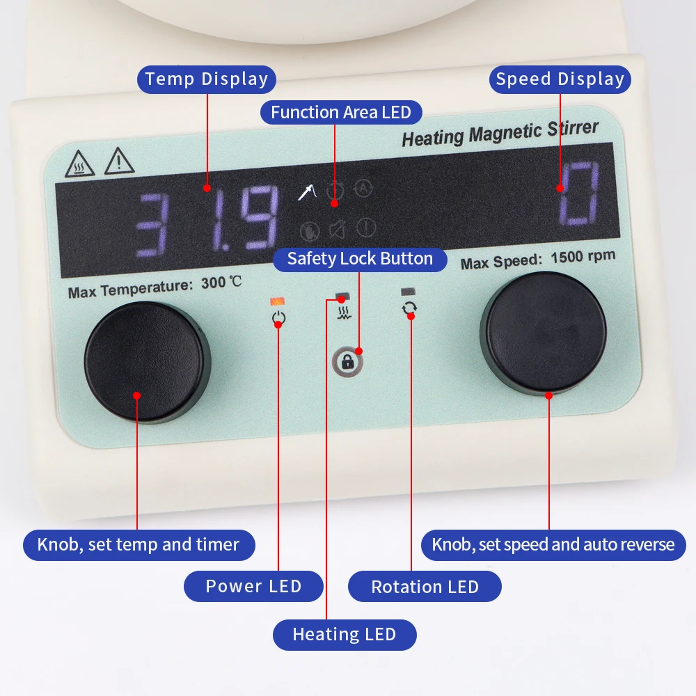 1L Magnetic Stirrer Heating Stirring Pot Laboratory Constant Temperature Digital Display Vortex Mixer Hot Plate EU 220v 1500RPM