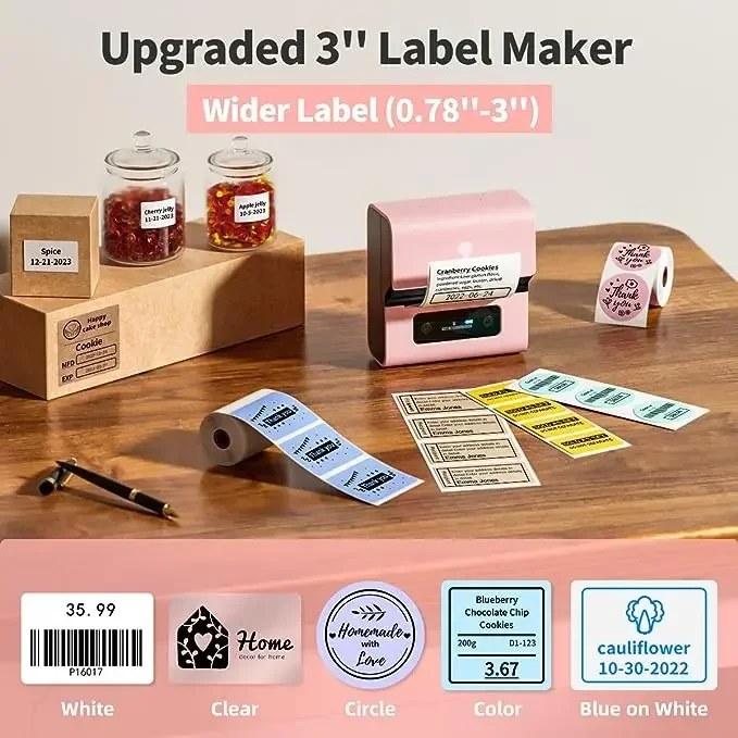 GlowMart Phomemo M221 Bluetooth Label Maker Machine 3" Brcode Printer for Blue Tooth Address Mailing Stickers in Stock!
