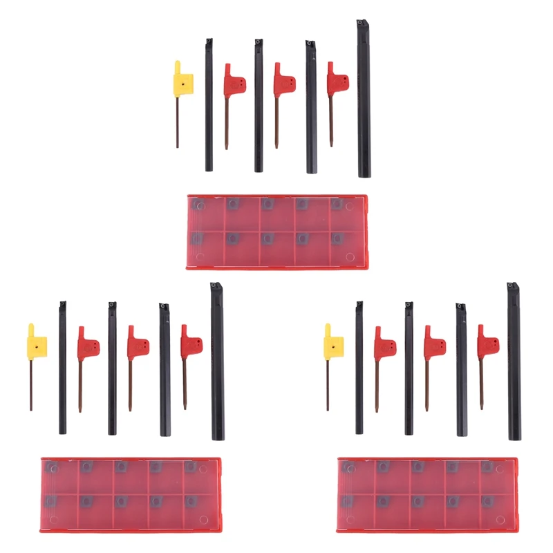 

3 Set Of 7/8/10/12Mm Sclcr Lathe Boring Bar Tool Holder+10Pcs Ccmt 0602 Inserts