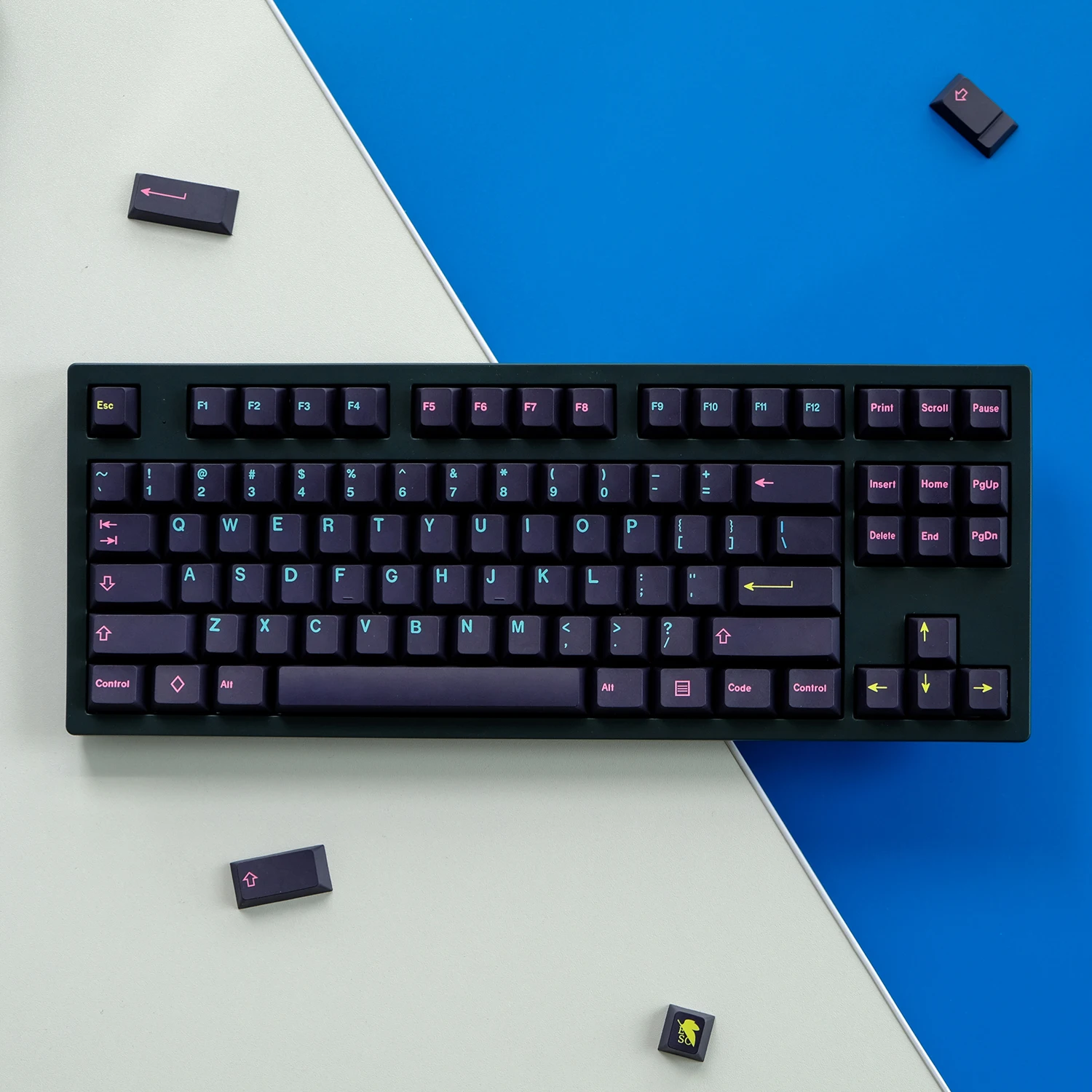 Gmk Miami Night Keycaps Pbt Sublimação Dye Cherry Profile Key Caps 1.75u Shift 2u para 64 68 84 Layout 135 Chaves Set