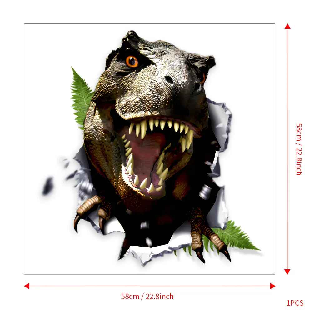 C27# 3D Dinosaur Broken Wall Sticker Kids Room Background Home Decoration Mural Living Room Wallpaper Funny Decal