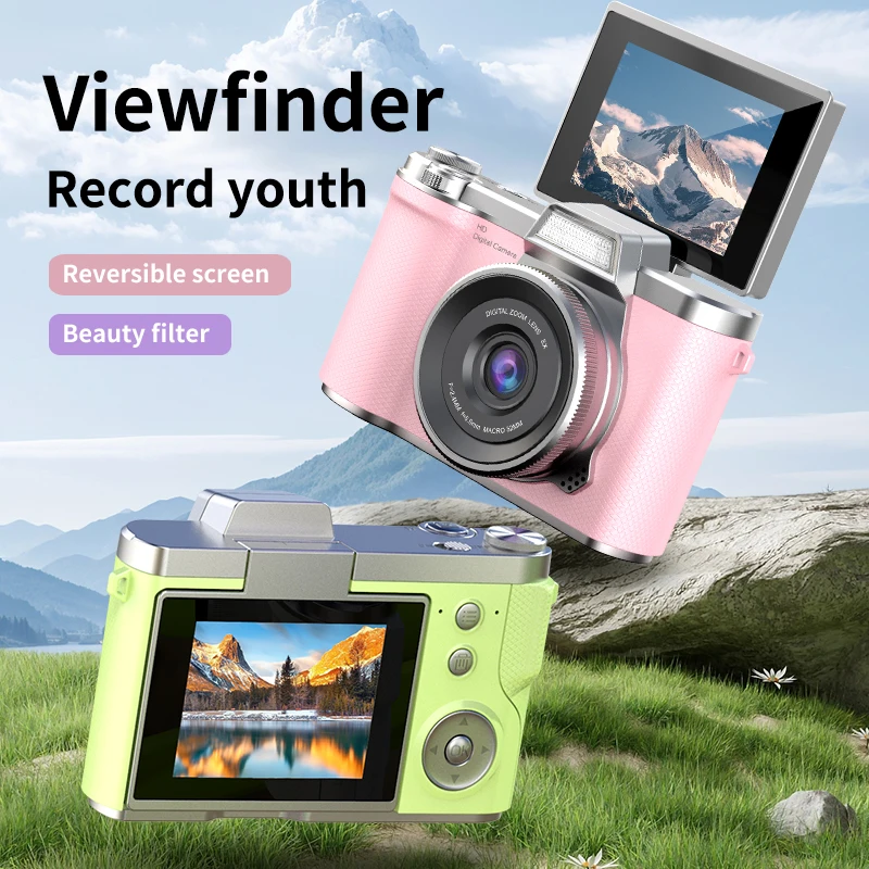 Fotocamera digitale con scheda da 64 GB Autofocus 2.7K 64MP Fotocamera per bambini con zoom 16X Anti Shake, schermo HD da 2,8 pollici, compatto portatile piccolo punto e spara fotocamere digitali