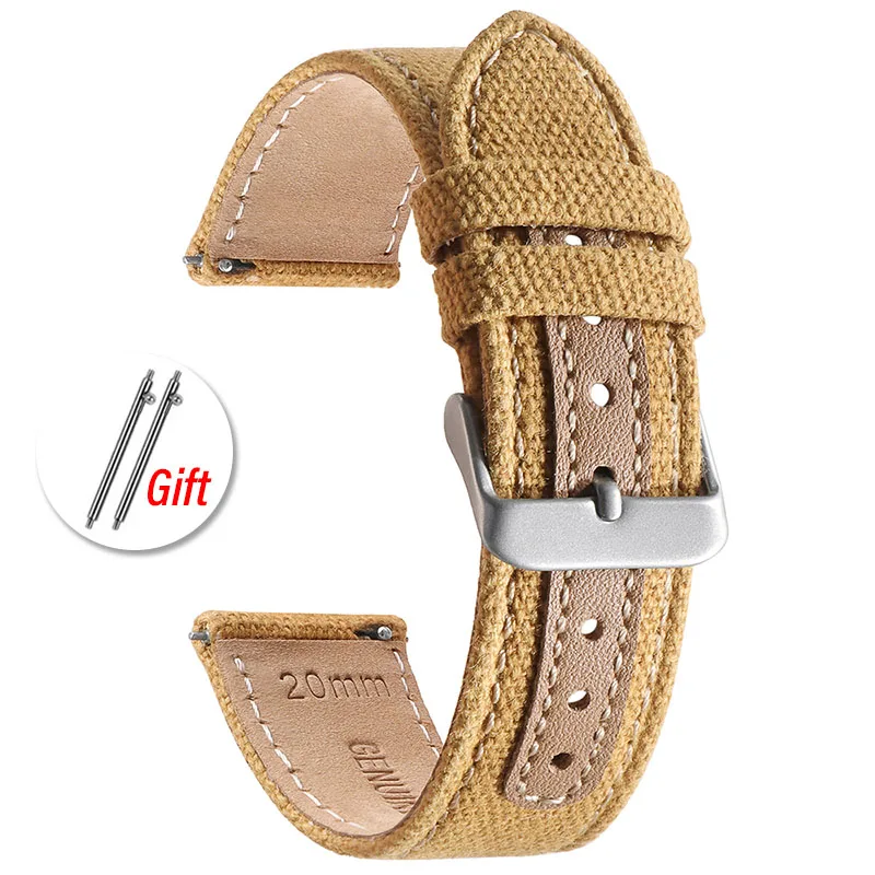 Nylon & Leather Quick Release Military Sport Watch Band - Universal Replacement Strap