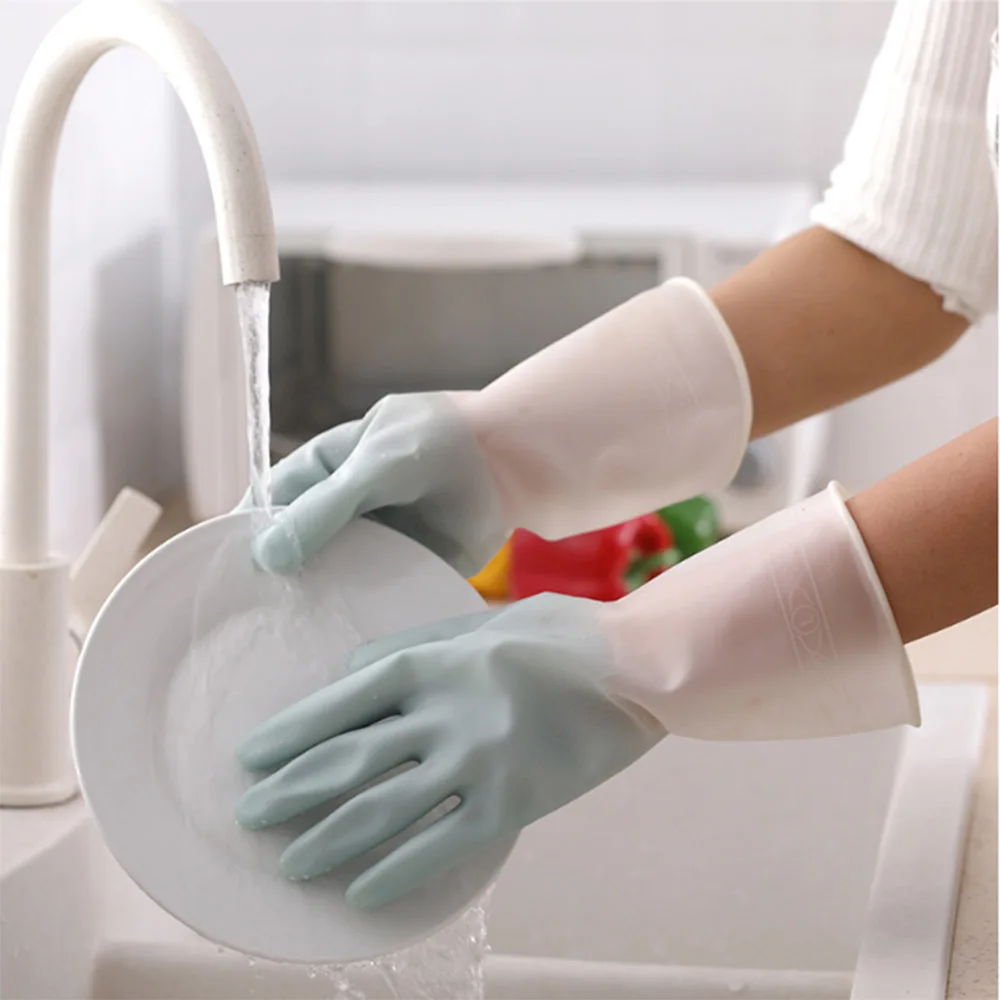Dishwashing gloves household gradient waterproof latex gloves washing clothes and household cleaning gloves kitchen