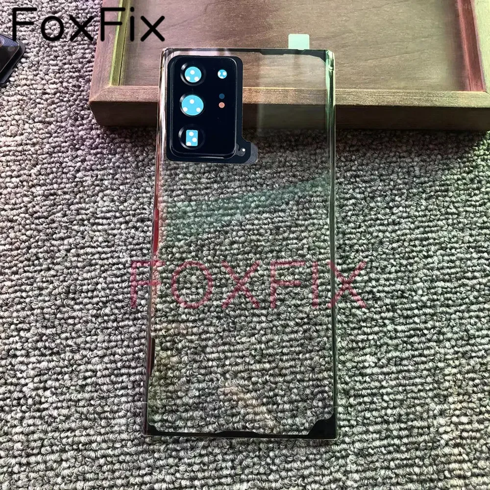 삼성 Galaxy Note 20 Ultra Note20 Ultra 5G 교체 + 스티커 용 투명 투명 후면 유리 도어 배터리 커버로 수정됨